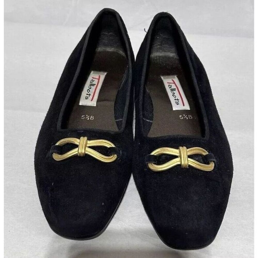 Vintage Talbots Women's Size‎ 5.5B Black Suede Slip On Closed Toe Flats